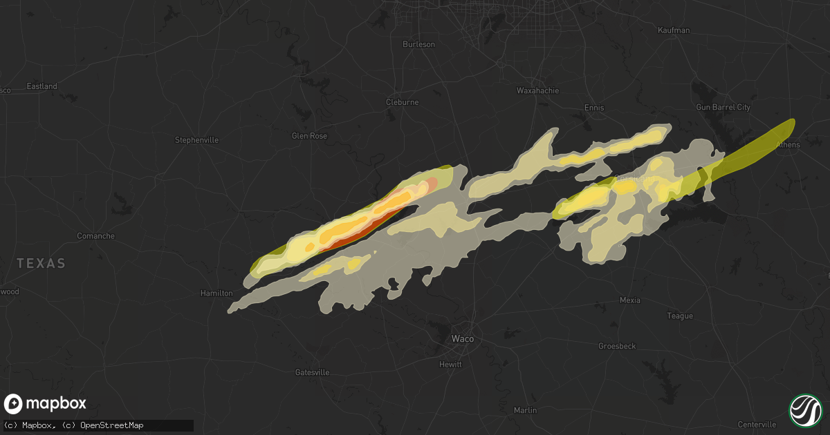 Hail map in Whitney, TX on May 10, 2015