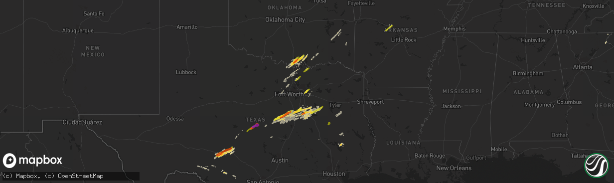 Hail map on May 10, 2015