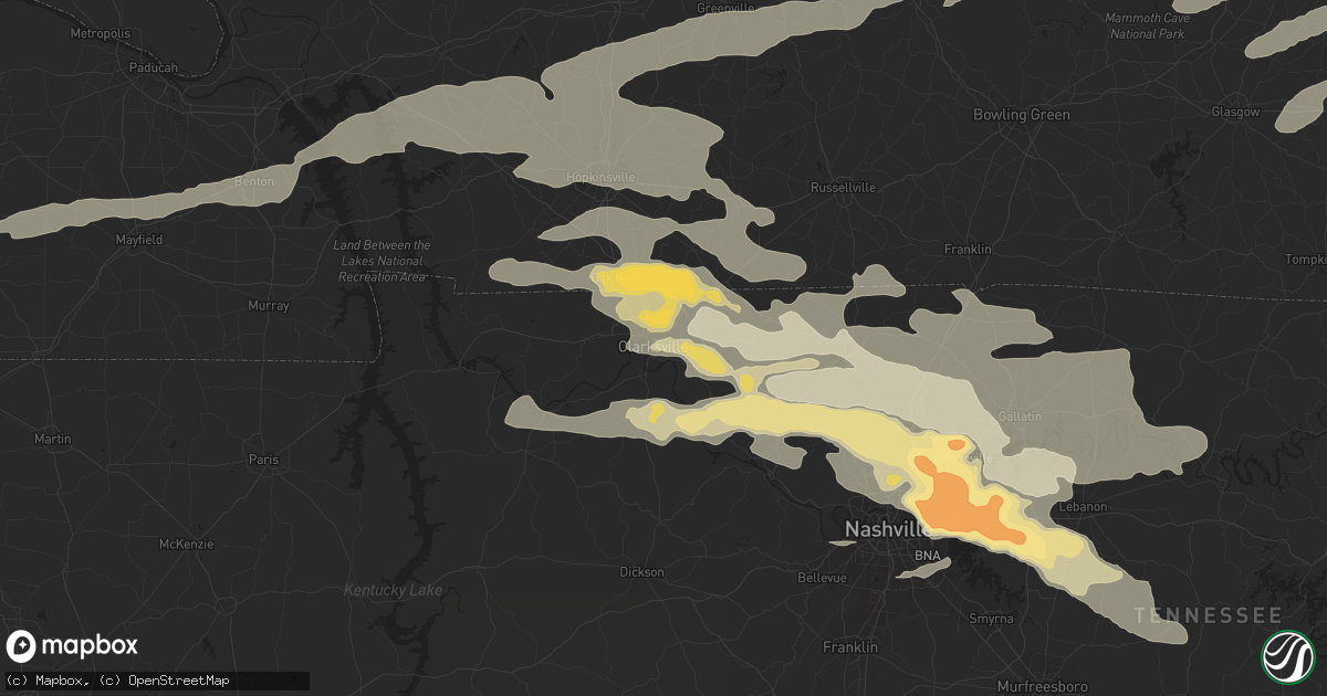 Hail map in Clarksville, TN on May 10, 2016