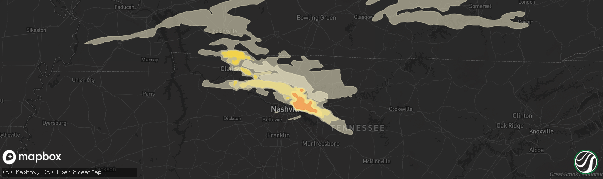 Hail map in Hendersonville, TN on May 10, 2016