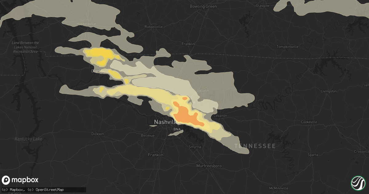 Hail map in Hendersonville, TN on May 10, 2016