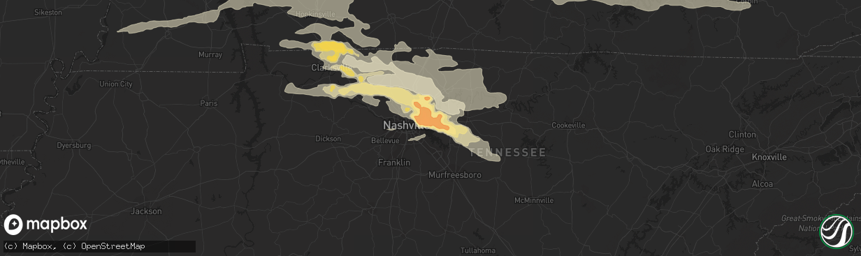 Hail map in Hermitage, TN on May 10, 2016