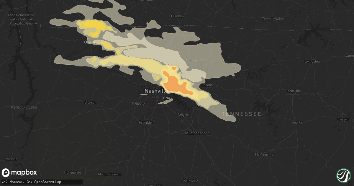 Hail map in Hermitage, TN on May 10, 2016
