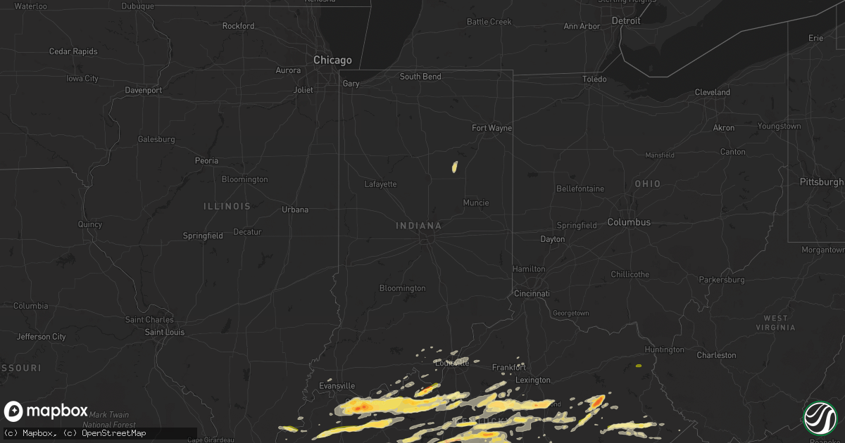 Hail map in Indiana on May 10, 2016