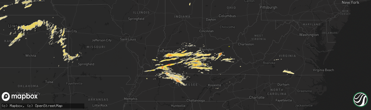 Hail map in Kentucky on May 10, 2016