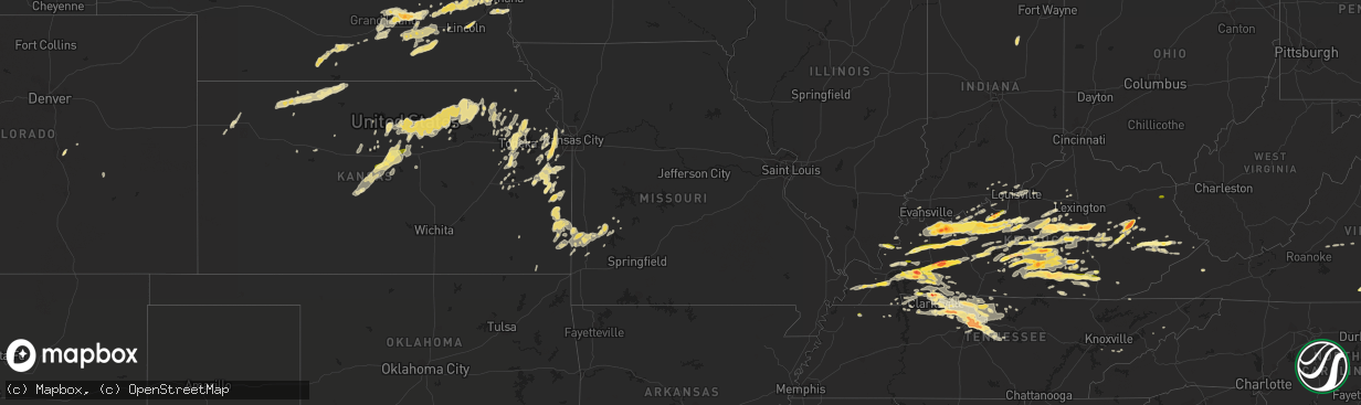 Hail map in Missouri on May 10, 2016