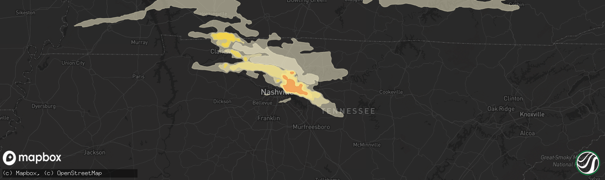 Hail map in Mount Juliet, TN on May 10, 2016