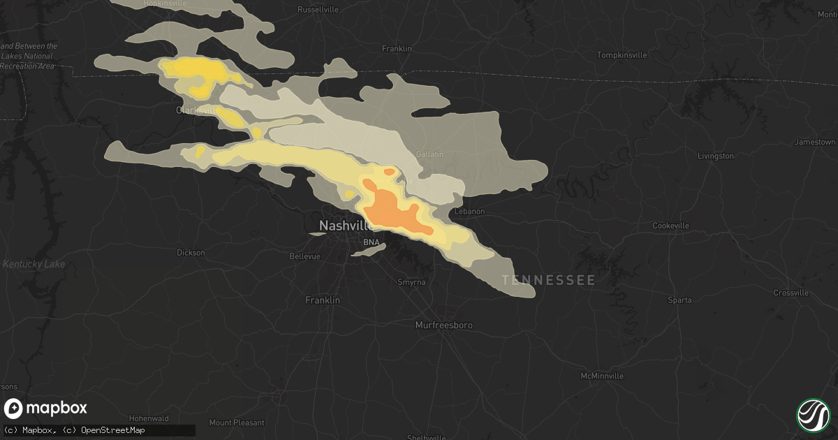 Hail map in Mount Juliet, TN on May 10, 2016