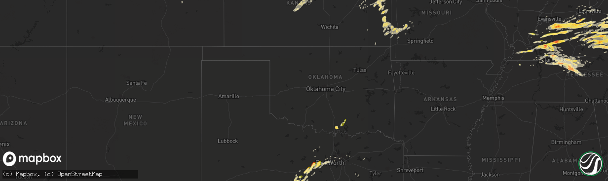 Hail map in Oklahoma on May 10, 2016