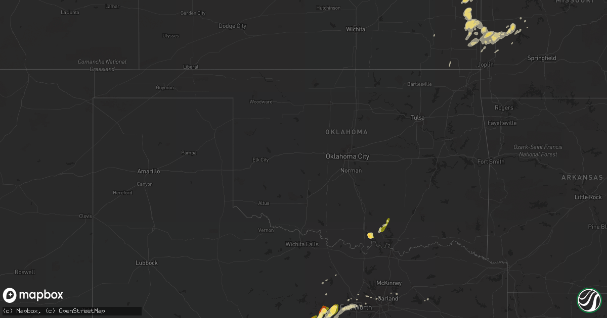 Hail map in Oklahoma on May 10, 2016