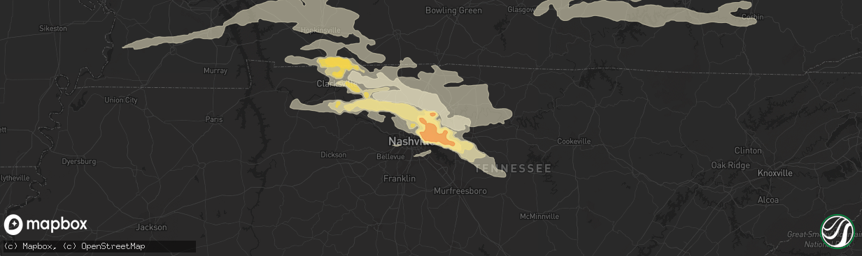 Hail map in Old Hickory, TN on May 10, 2016