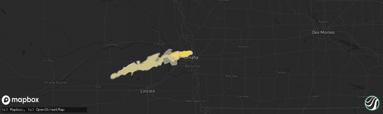 Hail map in Omaha, NE on May 10, 2016