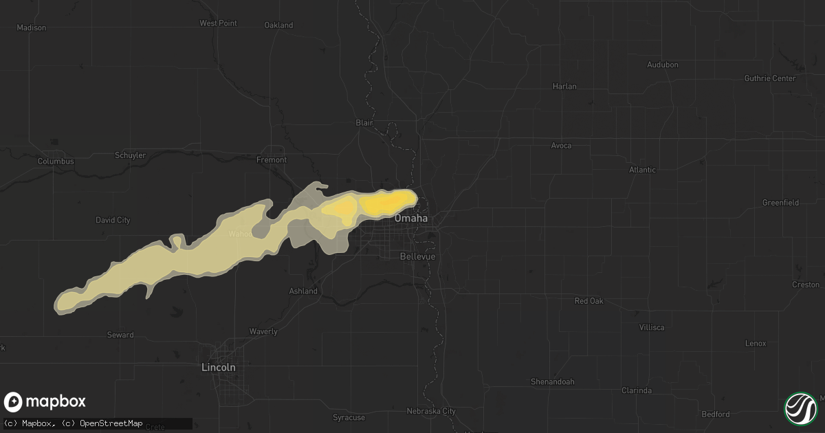 Hail map in Omaha, NE on May 10, 2016