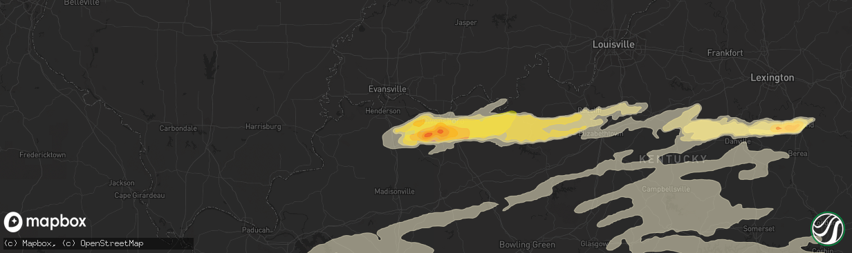 Hail map in Owensboro, KY on May 10, 2016