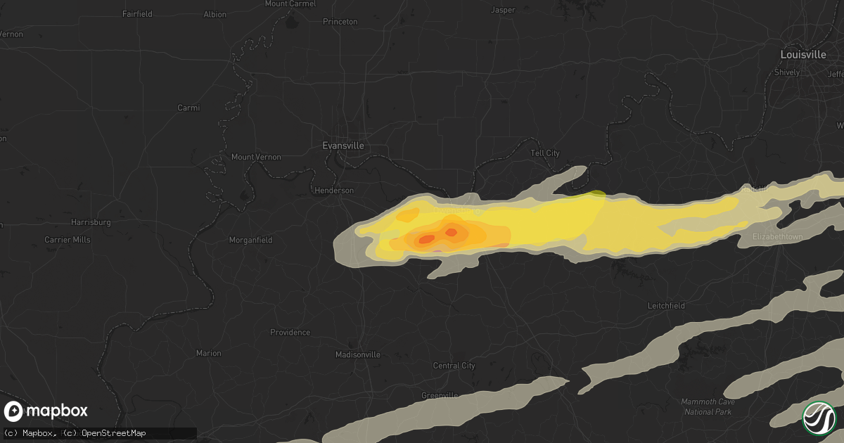 Hail map in Owensboro, KY on May 10, 2016