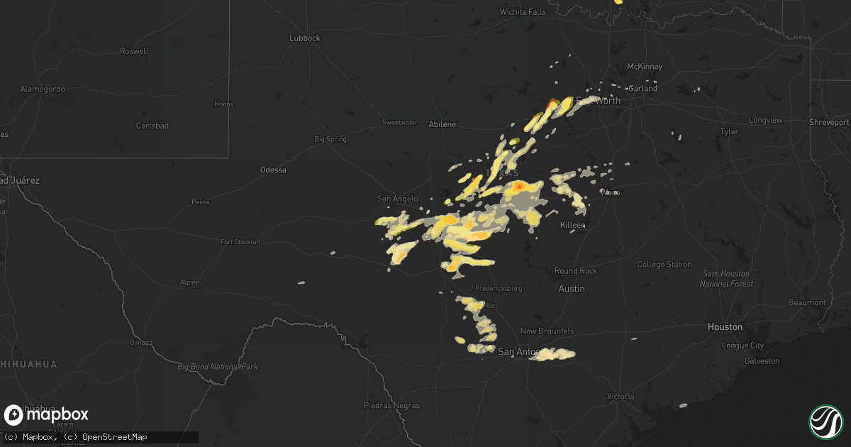 Hail map in Texas on May 10, 2016