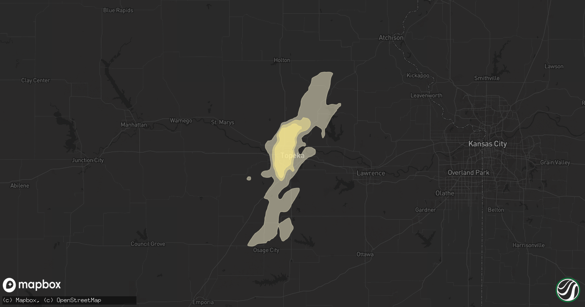 Hail map in Topeka, KS on May 10, 2016