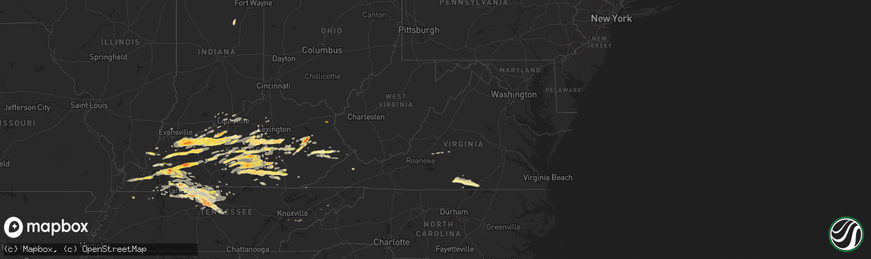 Hail map in Virginia on May 10, 2016