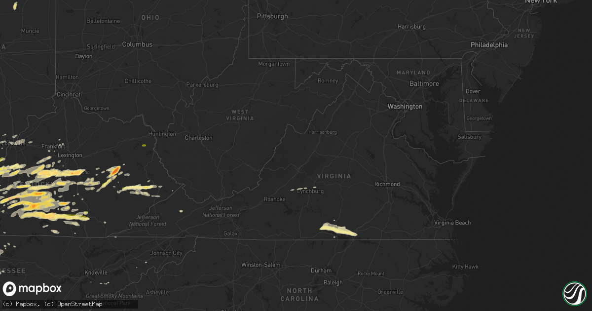 Hail map in Virginia on May 10, 2016