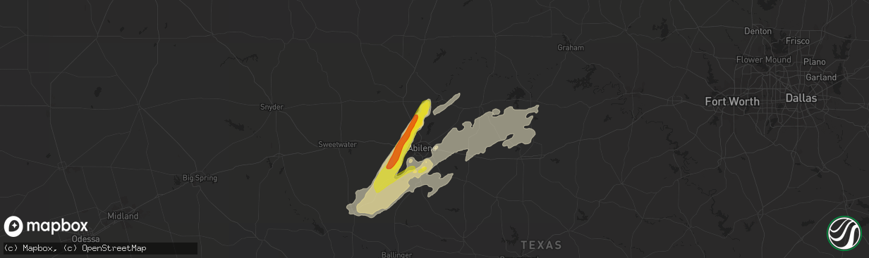 Hail map in Abilene, TX on May 10, 2017