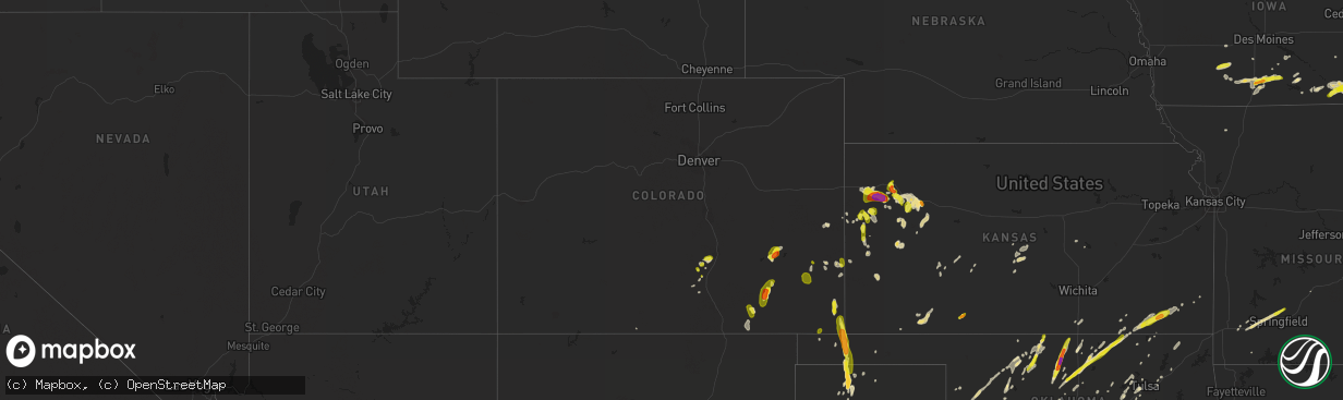 Hail map in Colorado on May 10, 2017