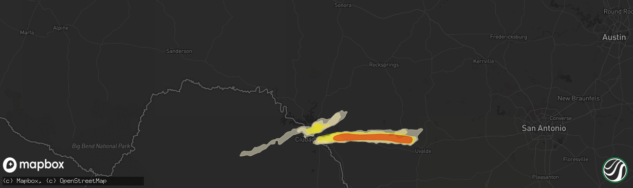 Hail map in Del Rio, TX on May 10, 2017