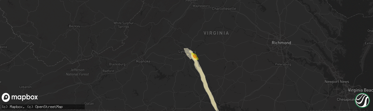 Hail map in Lynchburg, VA on May 10, 2017