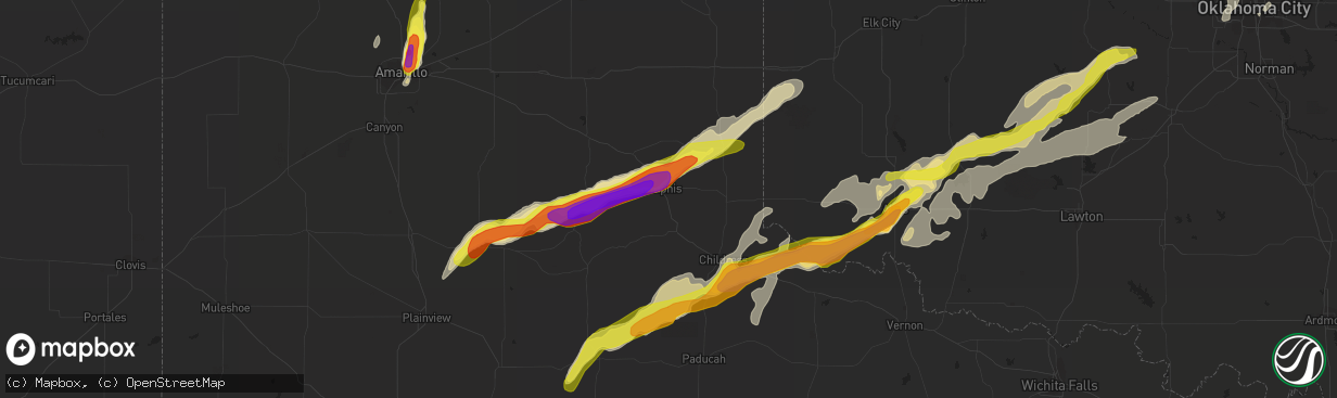 Hail map in Memphis, TX on May 10, 2017