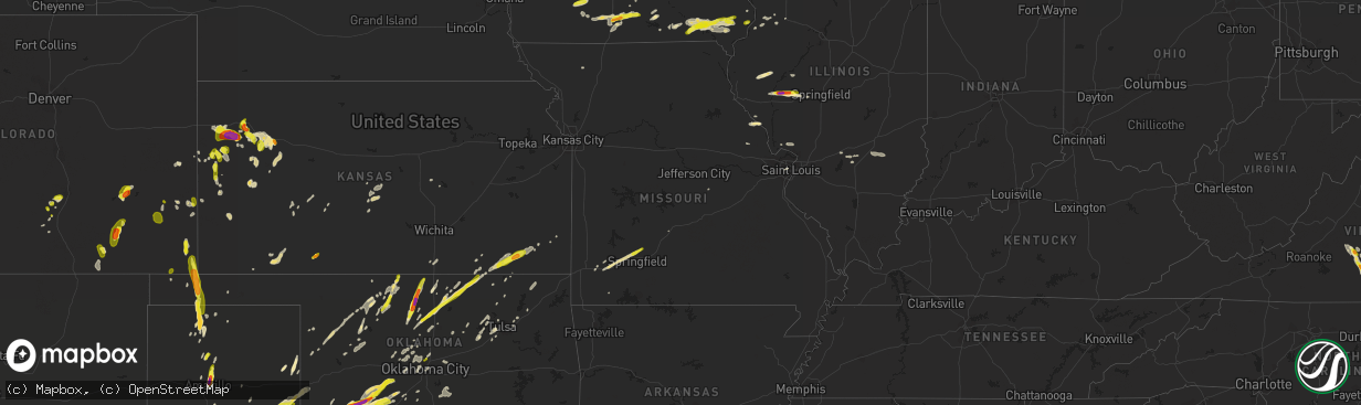 Hail map in Missouri on May 10, 2017