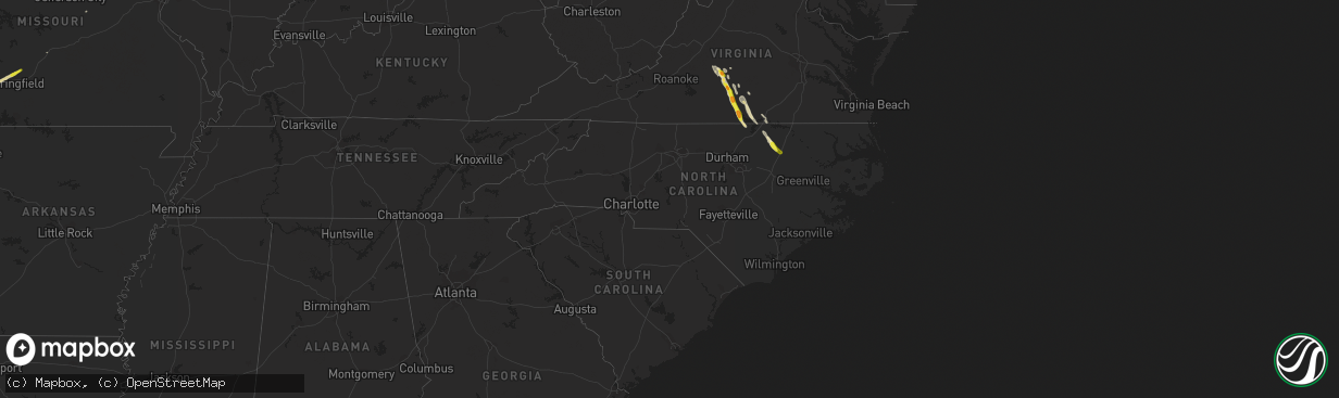 Hail map in North Carolina on May 10, 2017