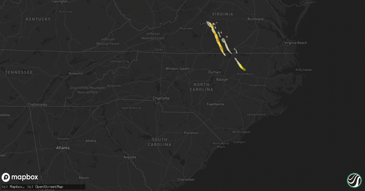 Hail map in North Carolina on May 10, 2017
