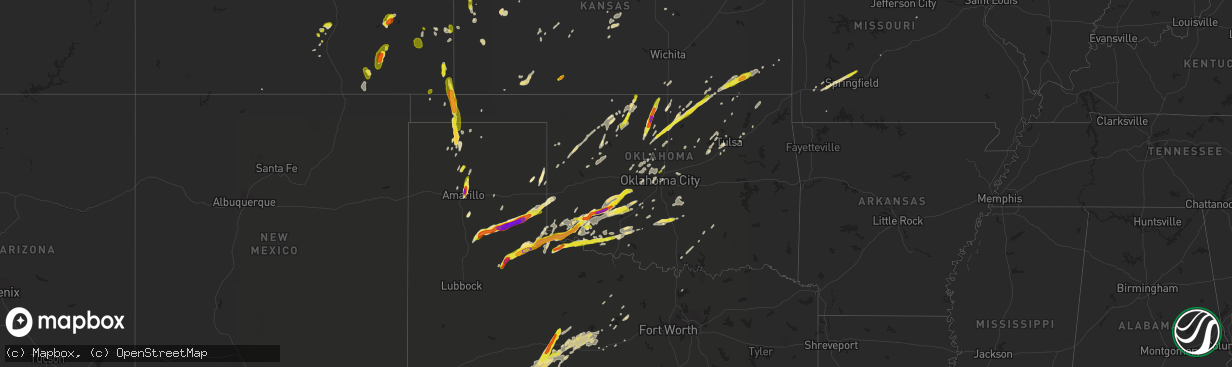 Hail map in Oklahoma on May 10, 2017