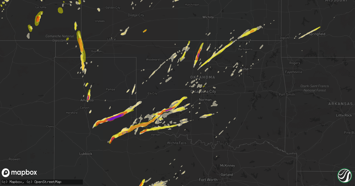 Hail map in Oklahoma on May 10, 2017
