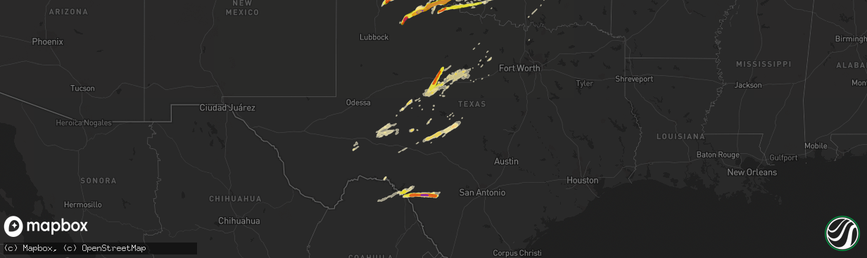 Hail map in Texas on May 10, 2017