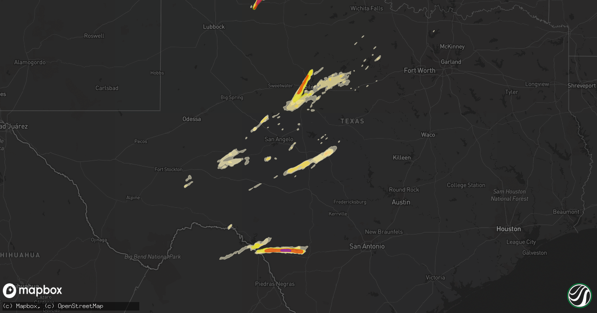 Hail map in Texas on May 10, 2017