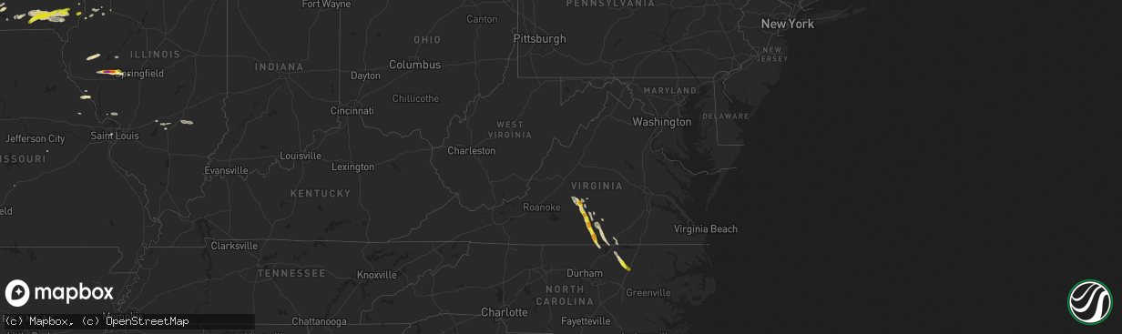 Hail map in Virginia on May 10, 2017