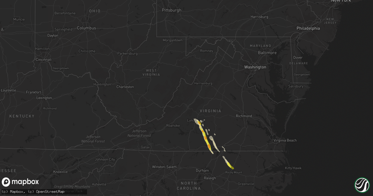 Hail map in Virginia on May 10, 2017