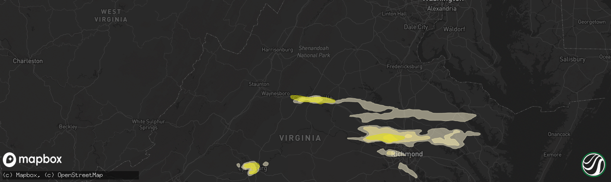 Hail map in Charlottesville, VA on May 10, 2018