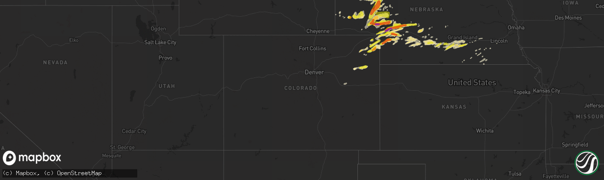 Hail map in Colorado on May 10, 2018