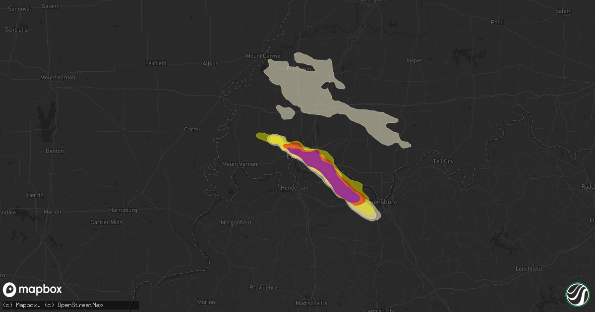 Hail map in Evansville, IN on May 10, 2018