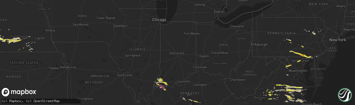 Hail map in Indiana on May 10, 2018