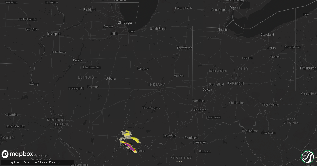 Hail map in Indiana on May 10, 2018