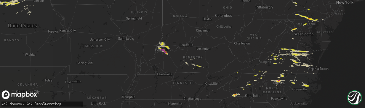 Hail map in Kentucky on May 10, 2018