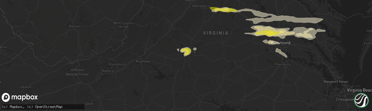Hail map in Lynchburg, VA on May 10, 2018