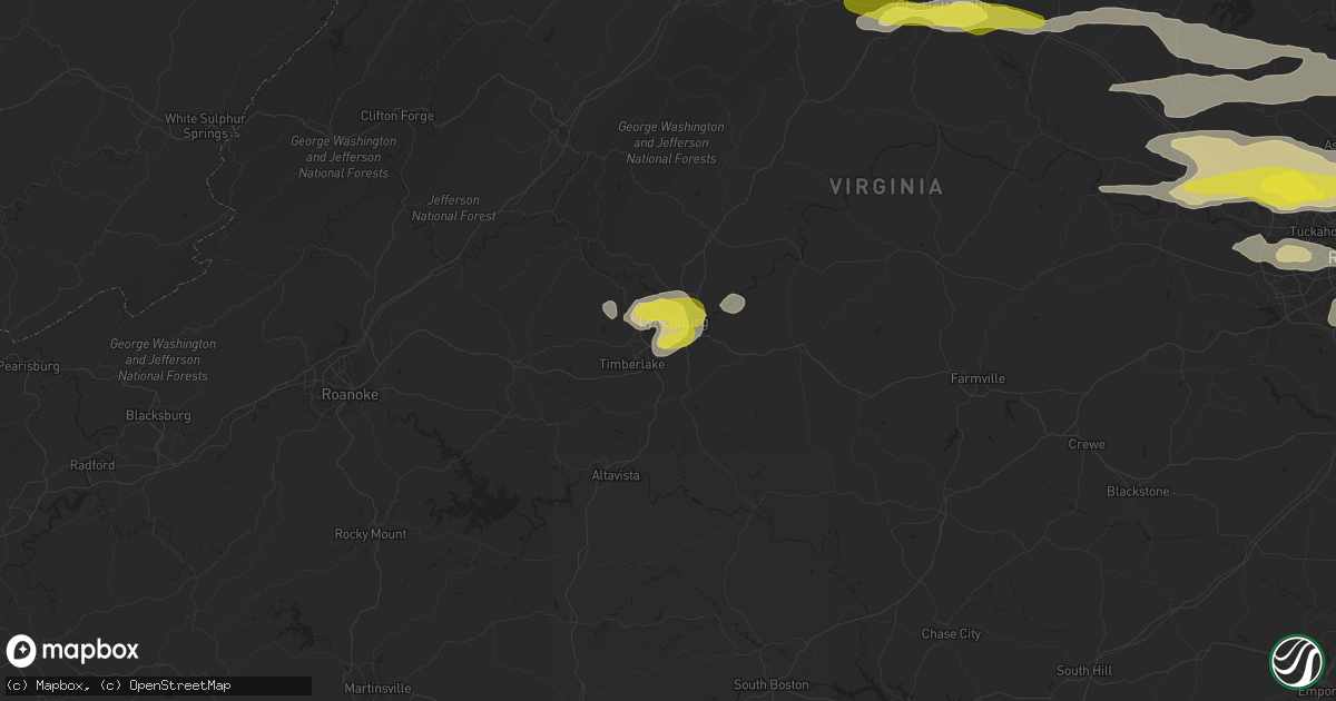 Hail map in Lynchburg, VA on May 10, 2018