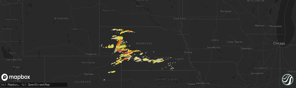 Hail map in Nebraska on May 10, 2018