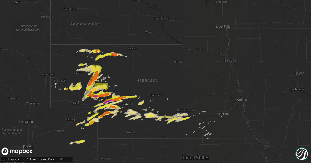 Hail map in Nebraska on May 10, 2018