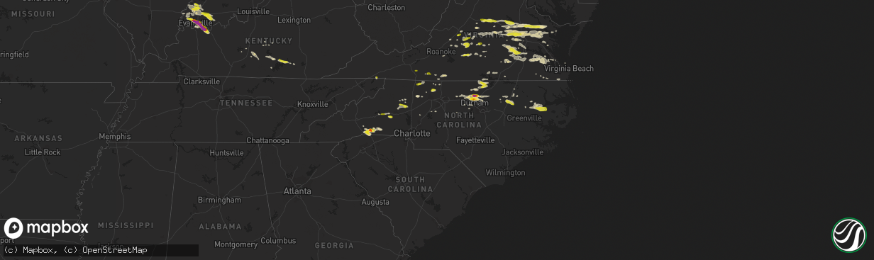 Hail map in North Carolina on May 10, 2018