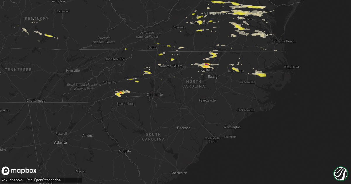 Hail map in North Carolina on May 10, 2018
