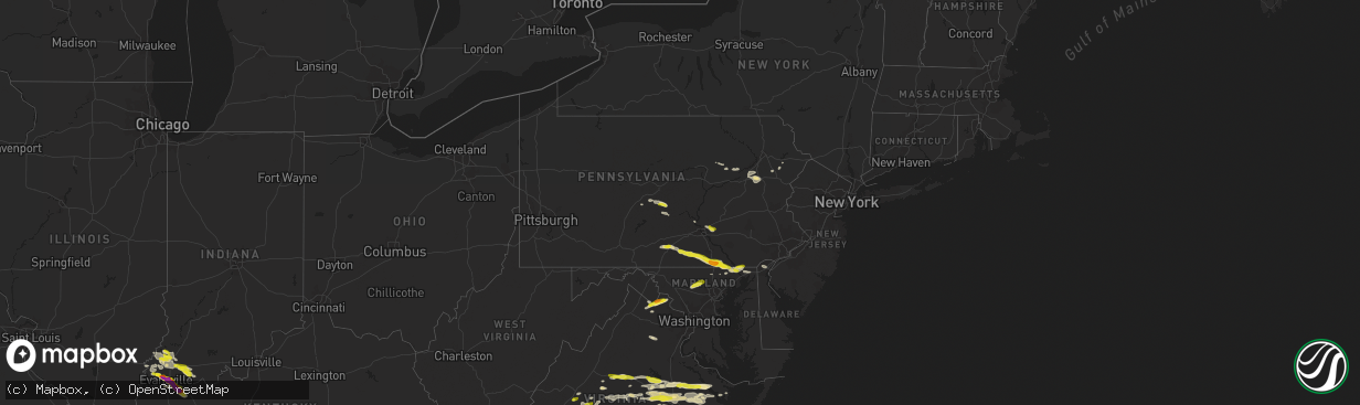 Hail map in Pennsylvania on May 10, 2018